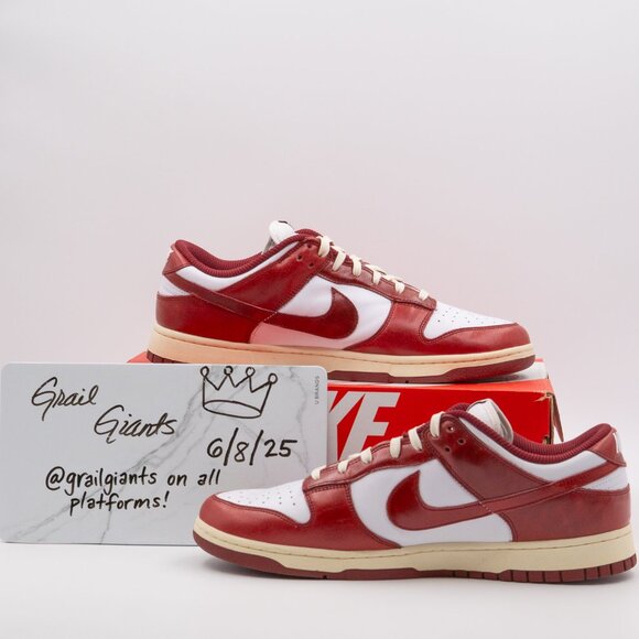 NIKE Dunk Low PRM Vintage “Team Red” Sz 14.5W / 13M **EUC in BOX** (FJ4555-100) - Picture 2 of 4